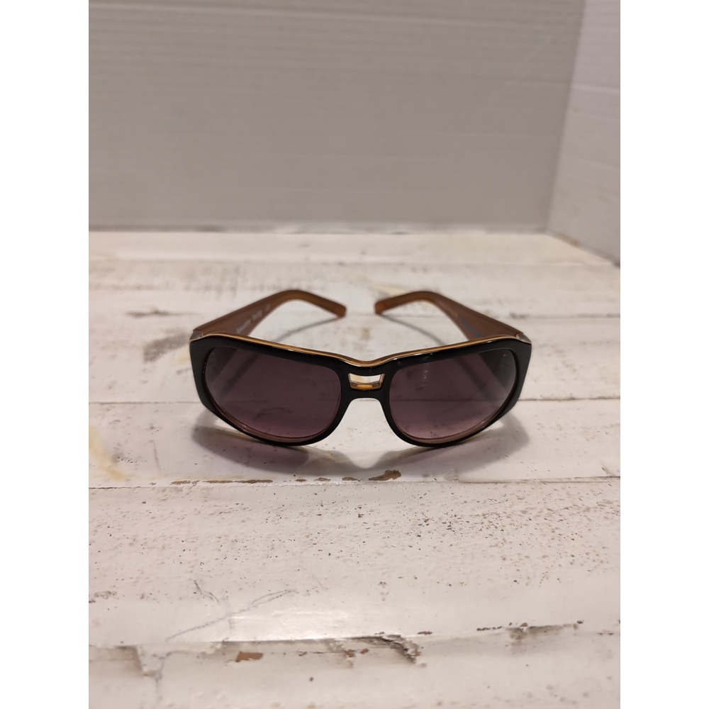 Vtg. Paul Frank Le Sabre Burg Burgundy Gold Sunglasses Oversized Cutout Bridge